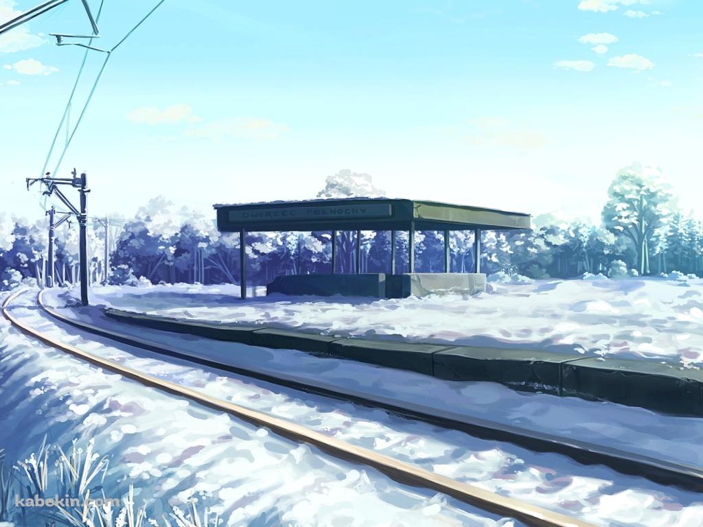冬、曲がる線路 / 積雪の壁紙(1024px x 768px) 高画質 PC・デスクトップ用