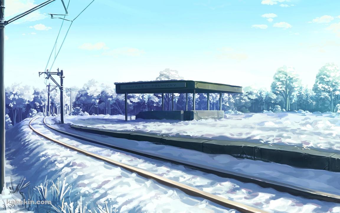 冬、曲がる線路 / 積雪の壁紙(1152px x 720px) 高画質 PC・デスクトップ用