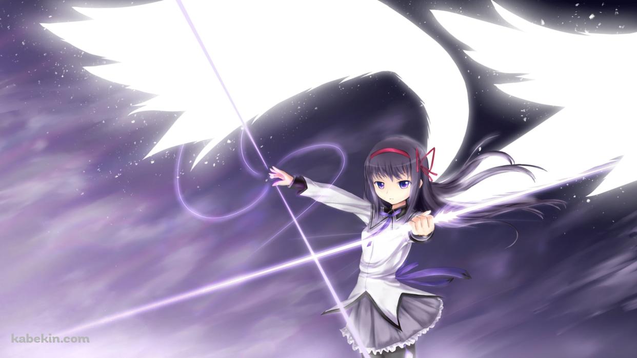 紫の槍を持つ暁美ほむら / 魔法少女まどか☆マギカの壁紙(1242px x 698px) 高画質 PC・デスクトップ用