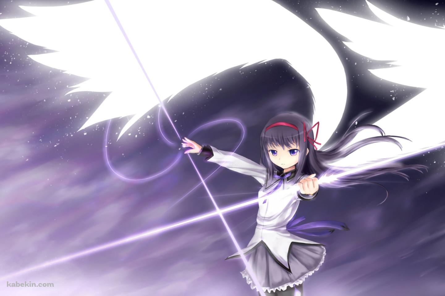 紫の槍を持つ暁美ほむら / 魔法少女まどか☆マギカの壁紙(1440px x 960px) 高画質 PC・デスクトップ用