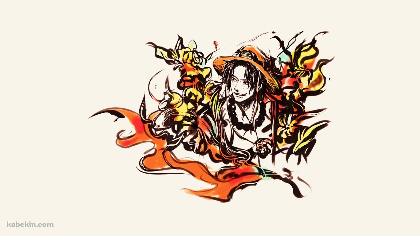 筆で描いたようなかっこいいポートガス・d・エース / ワンピースの壁紙(1366px x 768px) 高画質 PC・デスクトップ用