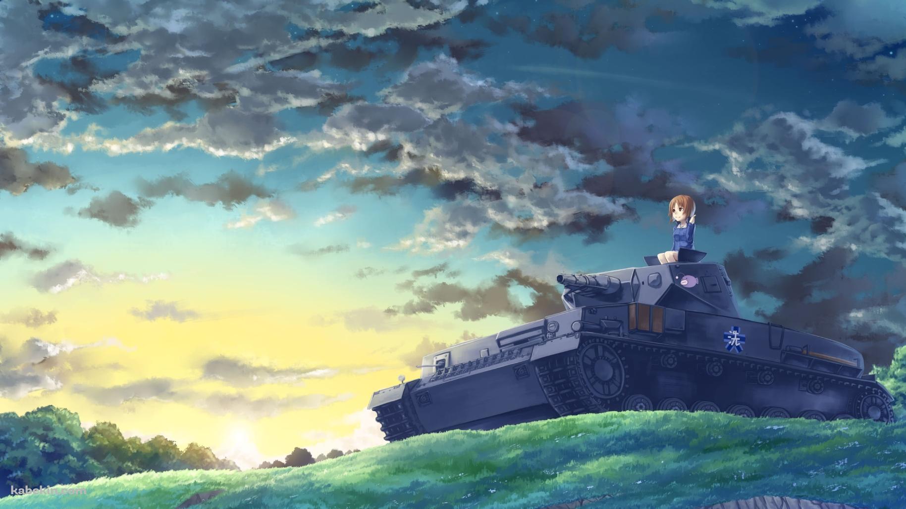 戦車の上に乗る西住みほ / 緑の丘 / ガールズ&パンツァーの壁紙(1829px x 1029px) 高画質 PC・デスクトップ用