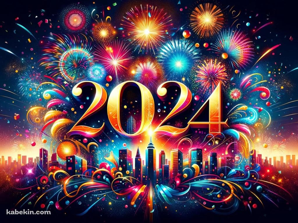 2024 / Happy New Year / あけおめの壁紙(1024px x 768px) 高画質 PC・デスクトップ用