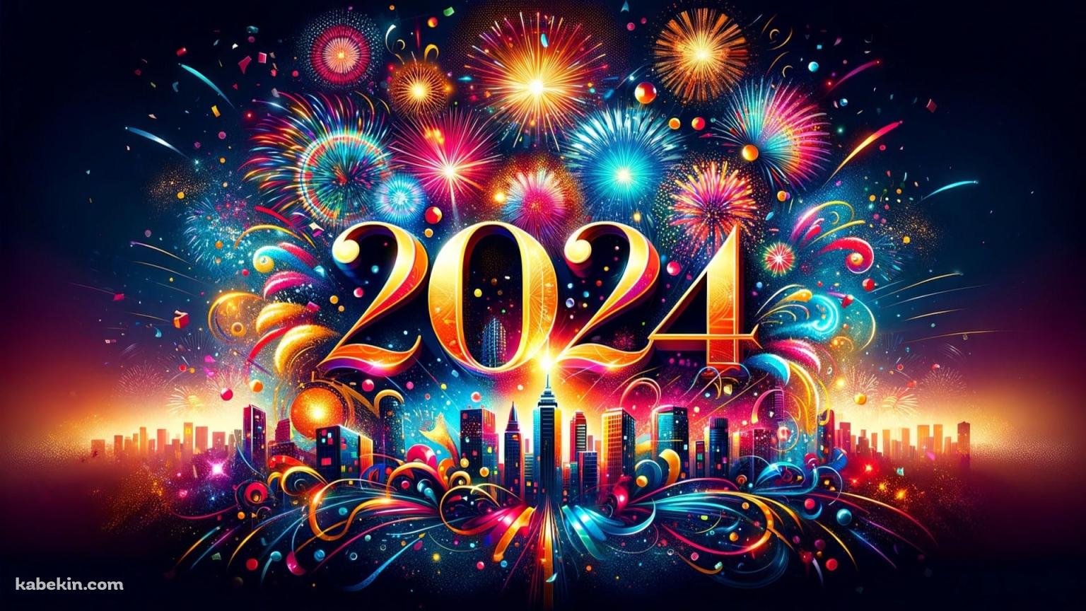 2024 / Happy New Year / あけおめの壁紙(1536px x 864px) 高画質 PC・デスクトップ用