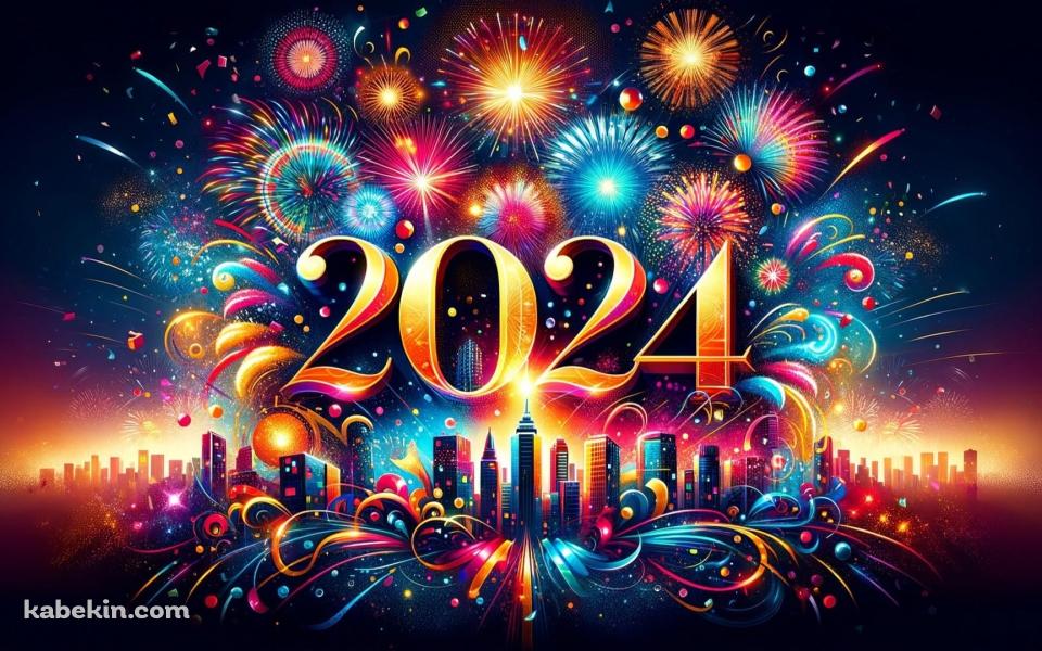 2024 / Happy New Year / あけおめの壁紙(960px x 600px) 高画質 PC・デスクトップ用