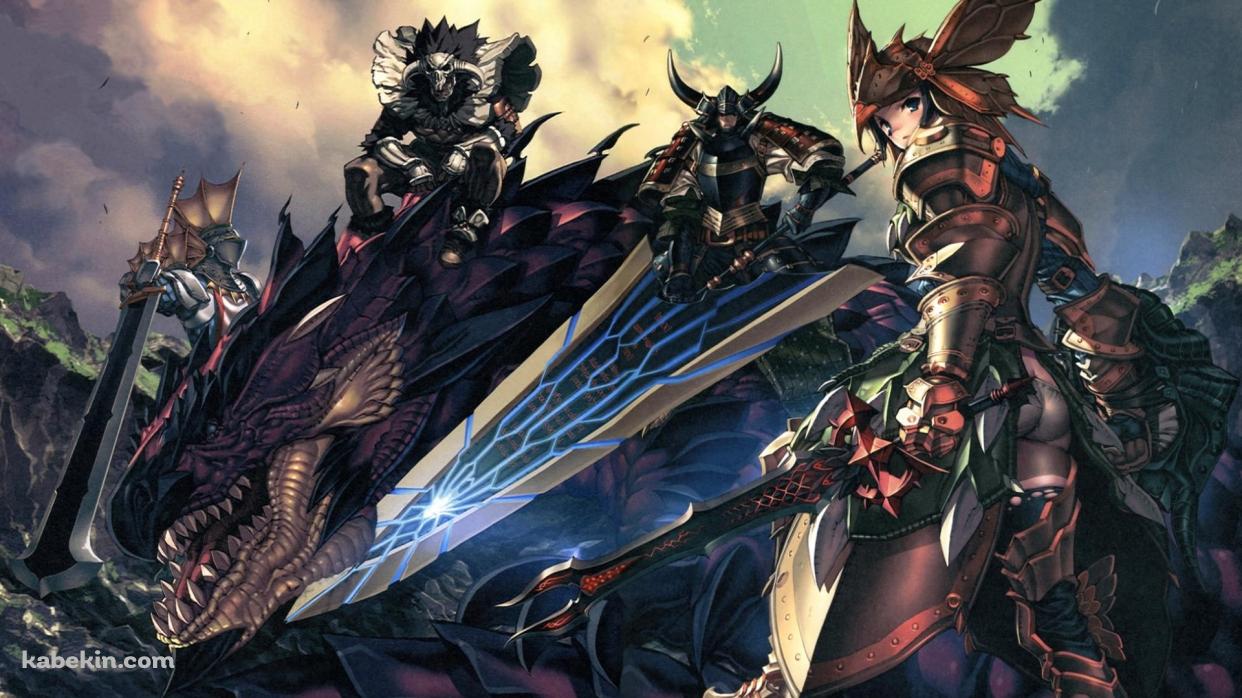 ドラゴンと戦士達 / モンハンの壁紙(1242px x 698px) 高画質 PC・デスクトップ用