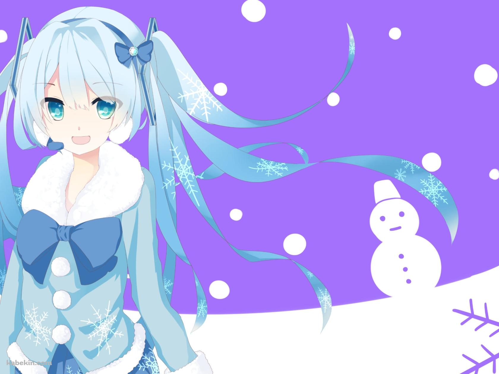 雪だるまと雪の結晶と初音ミク / ボカロの壁紙(1680px x 1260px) 高画質 PC・デスクトップ用
