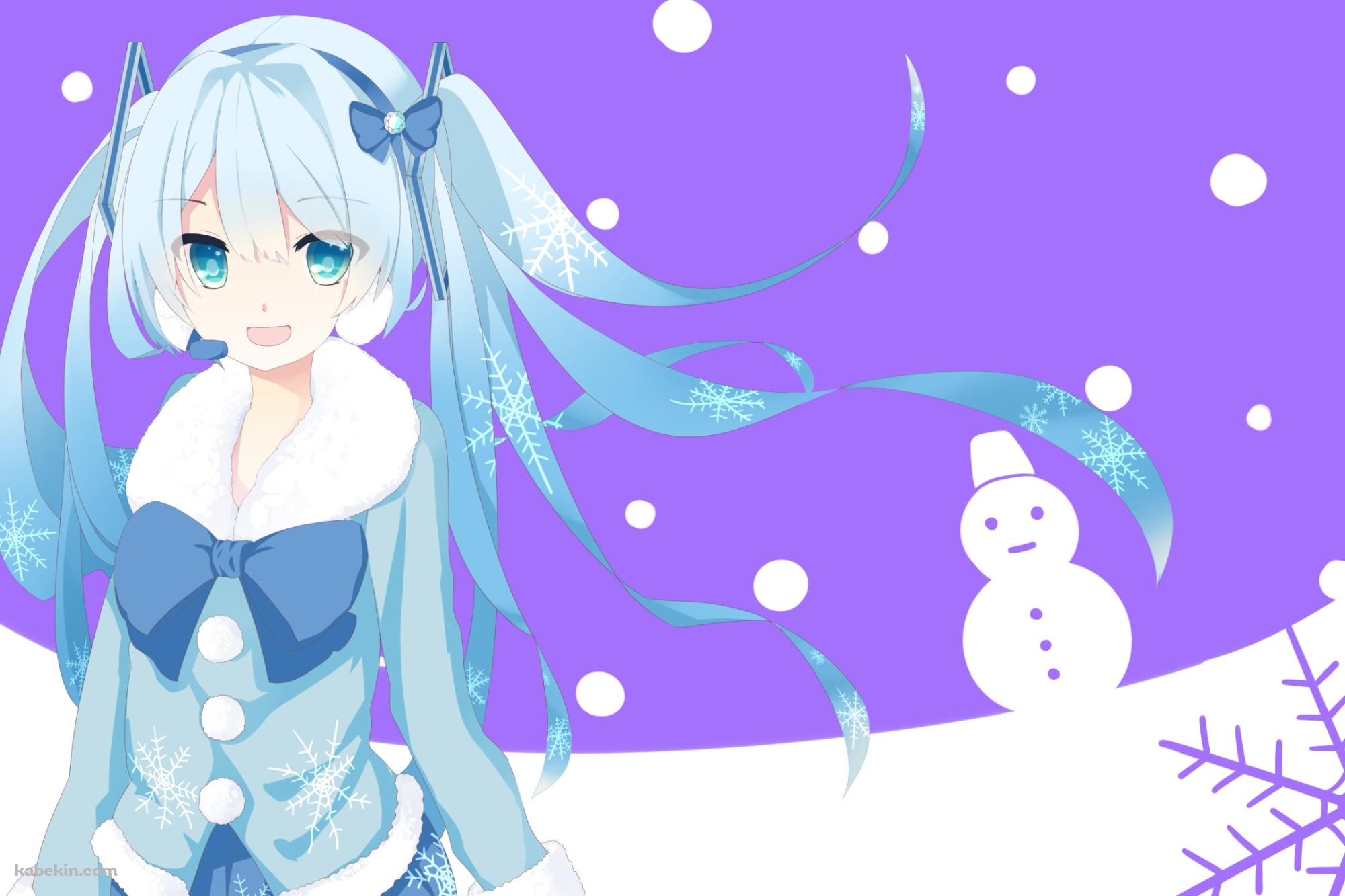 雪だるまと雪の結晶と初音ミク / ボカロの壁紙(2000px x 1333px) 高画質 PC・デスクトップ用