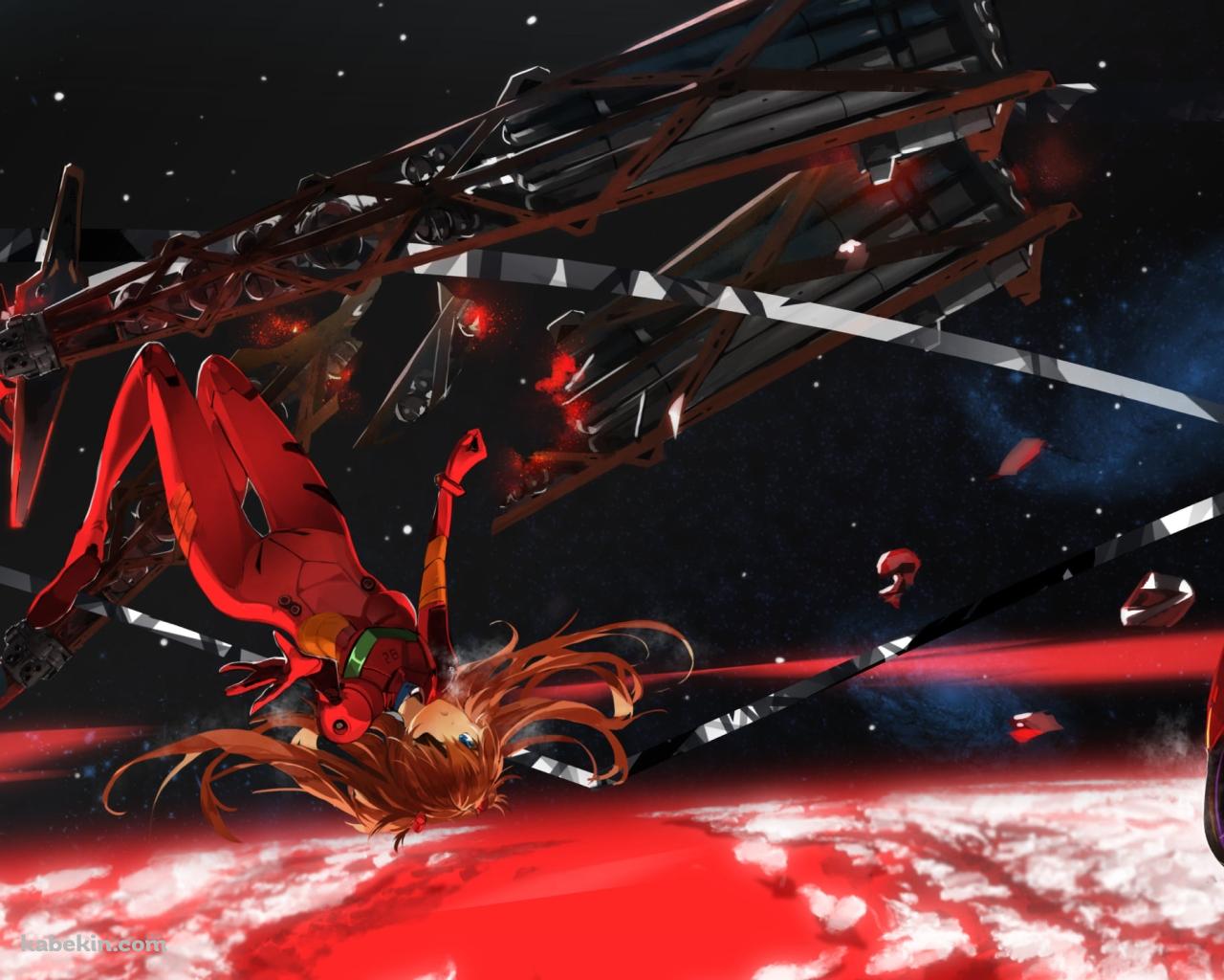 宇宙で浮遊する式波・アスカ・ラングレー / 新世紀エヴァンゲリオンの壁紙(1280px x 1024px) 高画質 PC・デスクトップ用