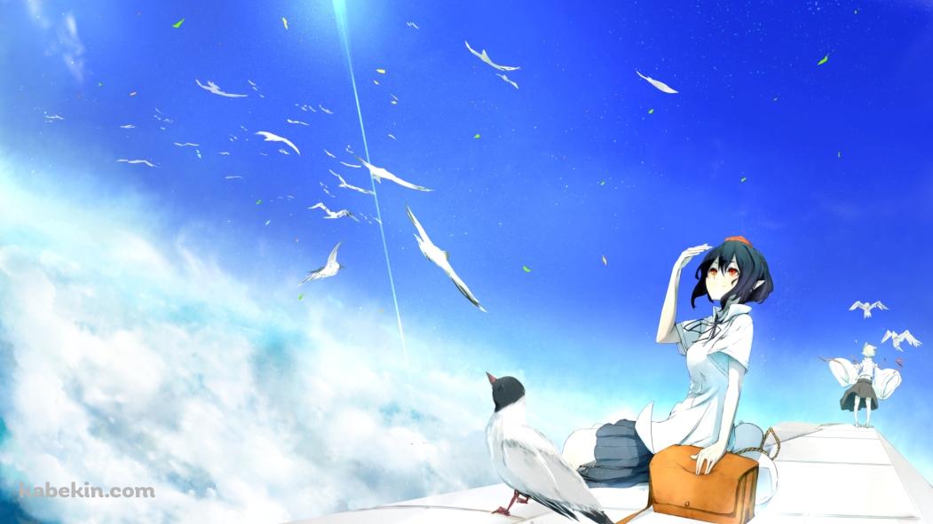雲をながめる射命丸文と犬走椛 / 東方の壁紙(1051px x 591px) 高画質 PC・デスクトップ用