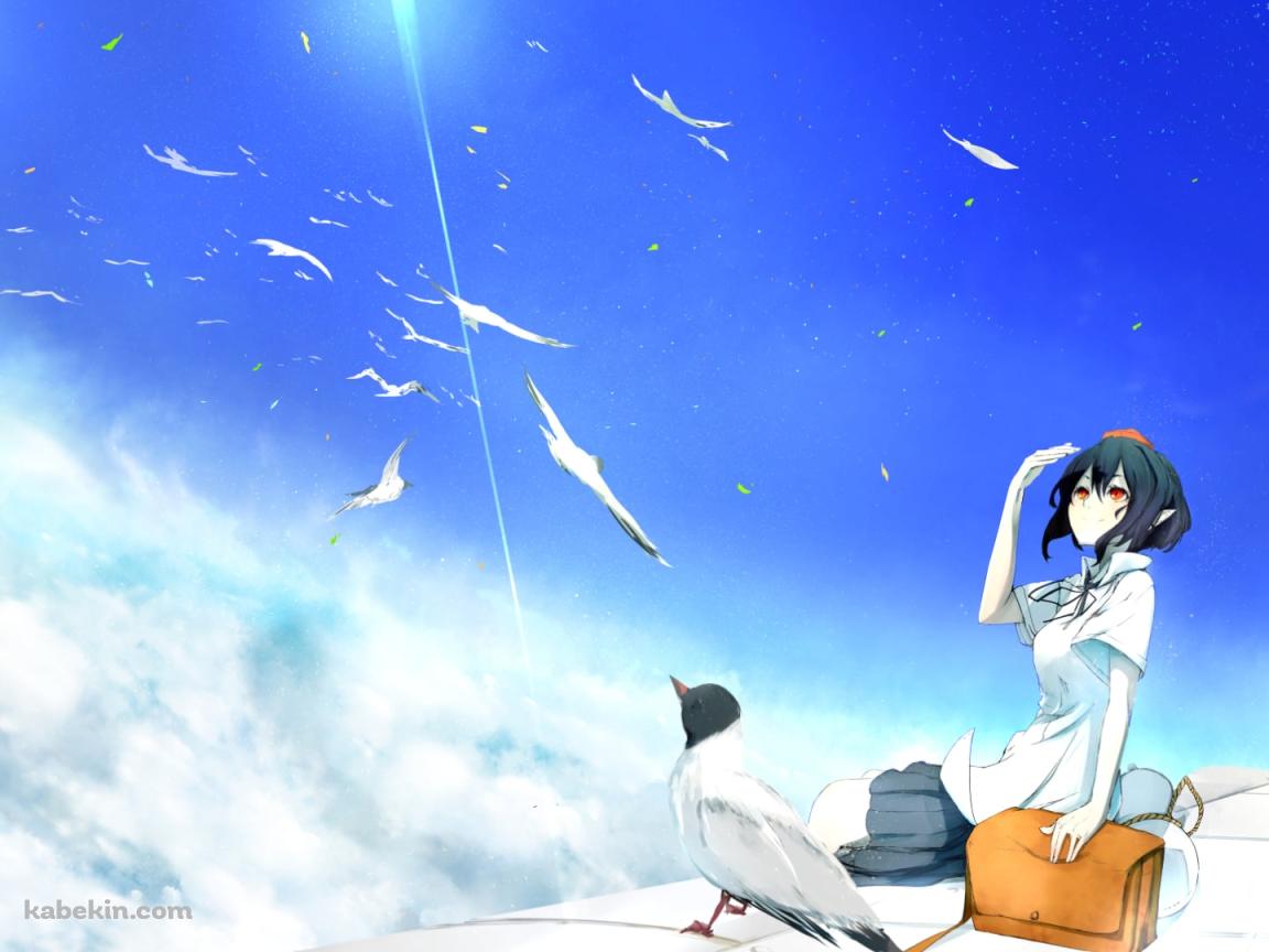 雲をながめる射命丸文と犬走椛 / 東方の壁紙(1152px x 864px) 高画質 PC・デスクトップ用