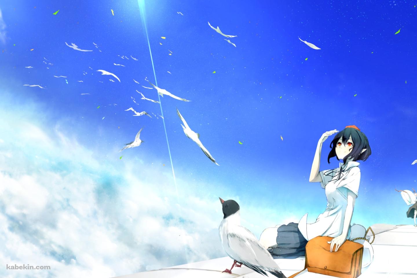 雲をながめる射命丸文と犬走椛 / 東方の壁紙(1440px x 960px) 高画質 PC・デスクトップ用