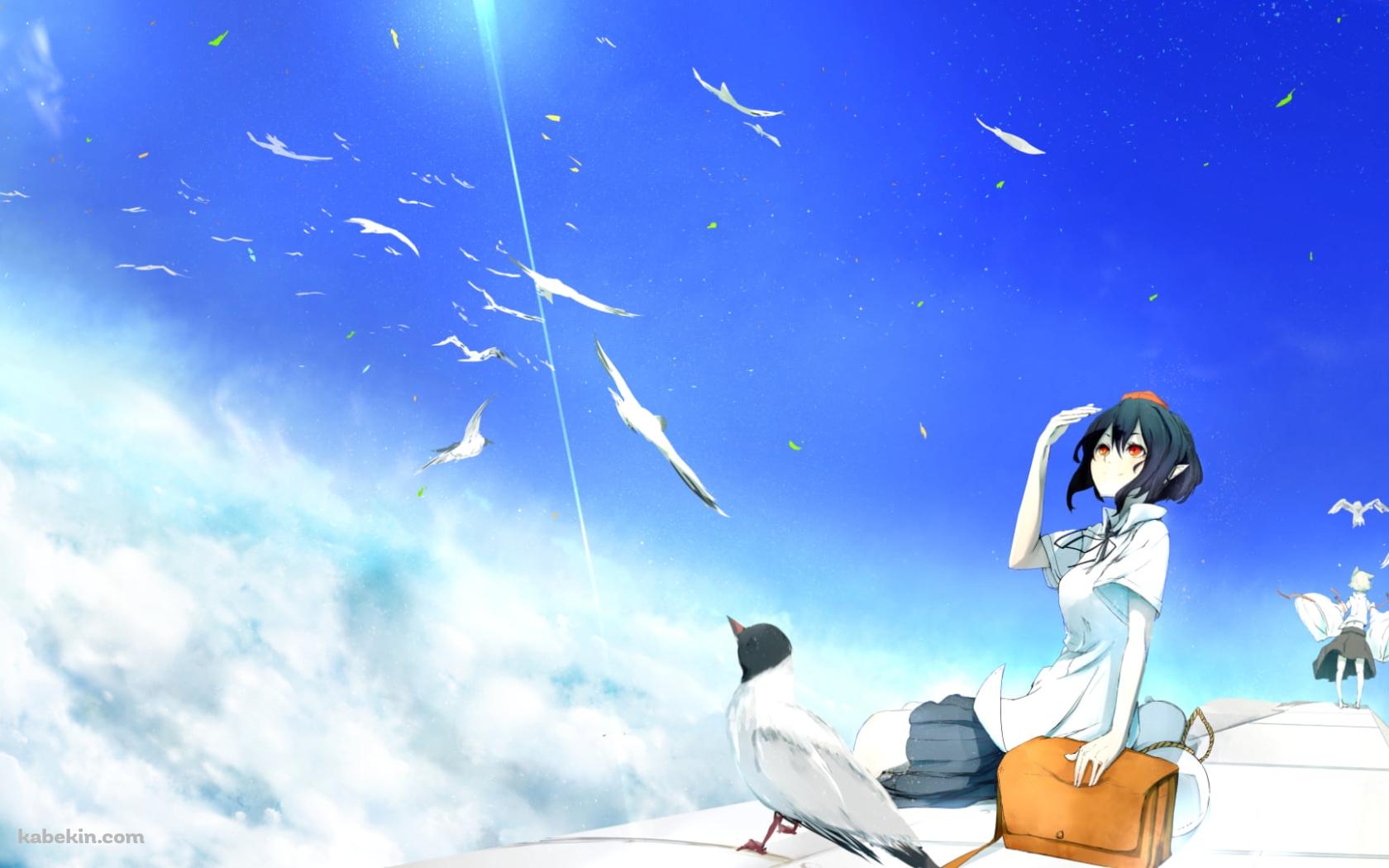 雲をながめる射命丸文と犬走椛 / 東方の壁紙(1680px x 1050px) 高画質 PC・デスクトップ用