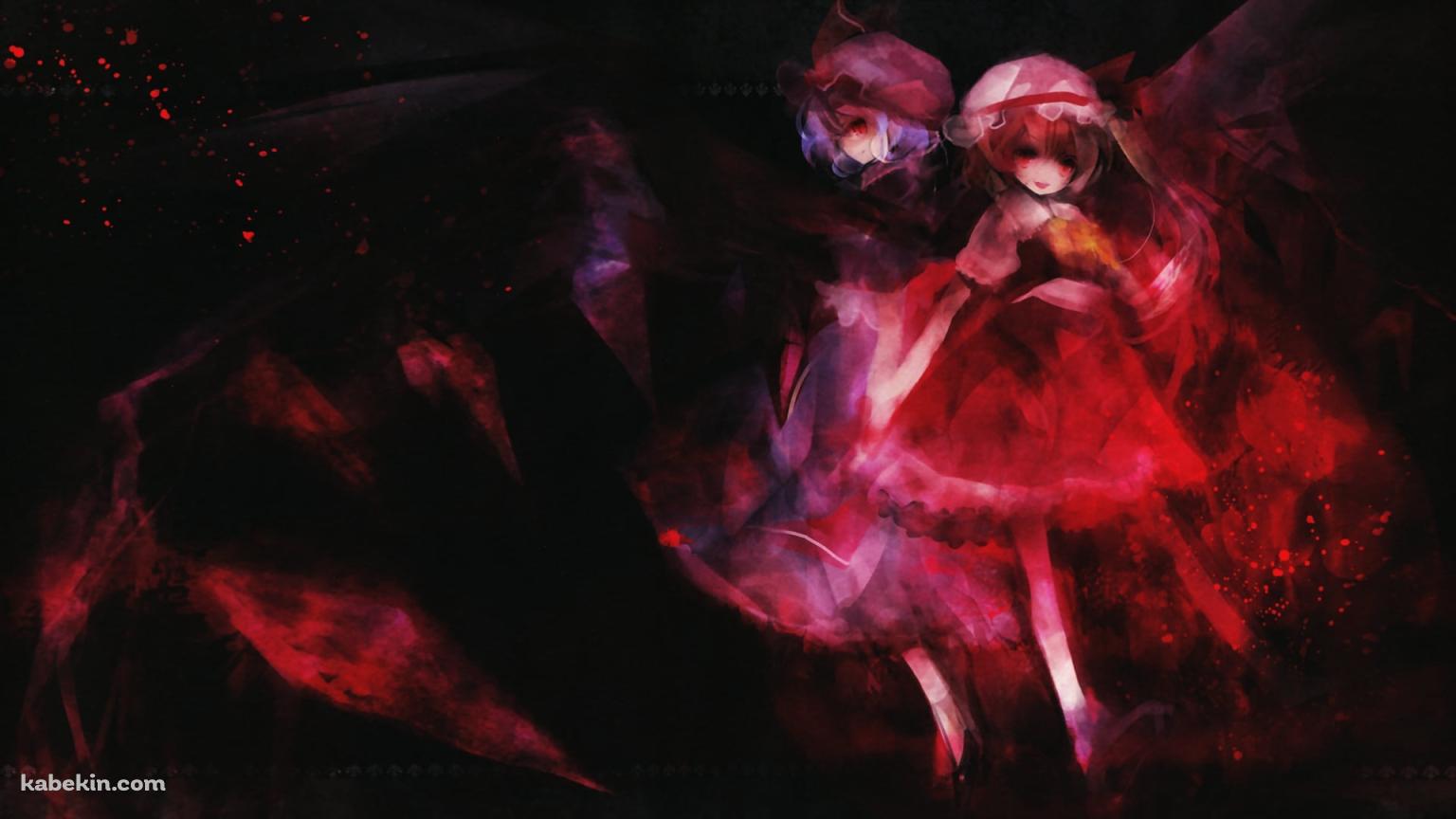 背中合わせに立つフランドール・スカーレットとレミリア・スカーレット / 東方の壁紙(1536px x 864px) 高画質 PC・デスクトップ用