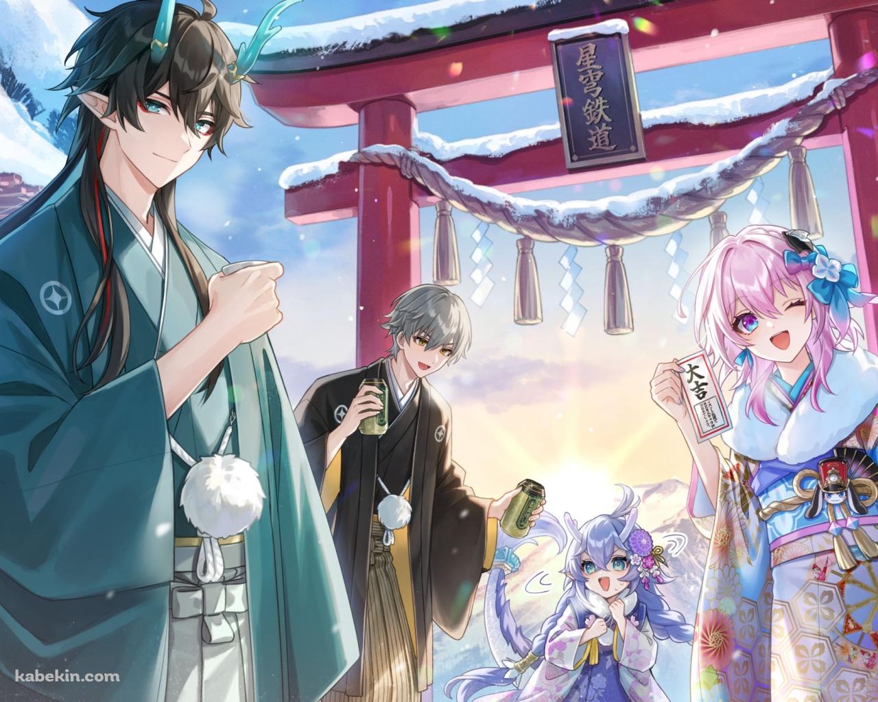 初日の出 / お参り / 初詣 / 三月七 / 丹恒 / 白露 / 穹 / 崩壊:スターレイルの壁紙(1280px x 1024px) 高画質 PC・デスクトップ用