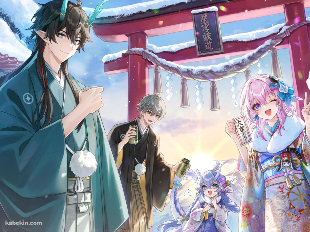初日の出 / お参り / 初詣 / 三月七 / 丹恒 / 白露 / 穹 / 崩壊:スターレイルの壁紙(1280px x 960px) 高画質 PC・デスクトップ用