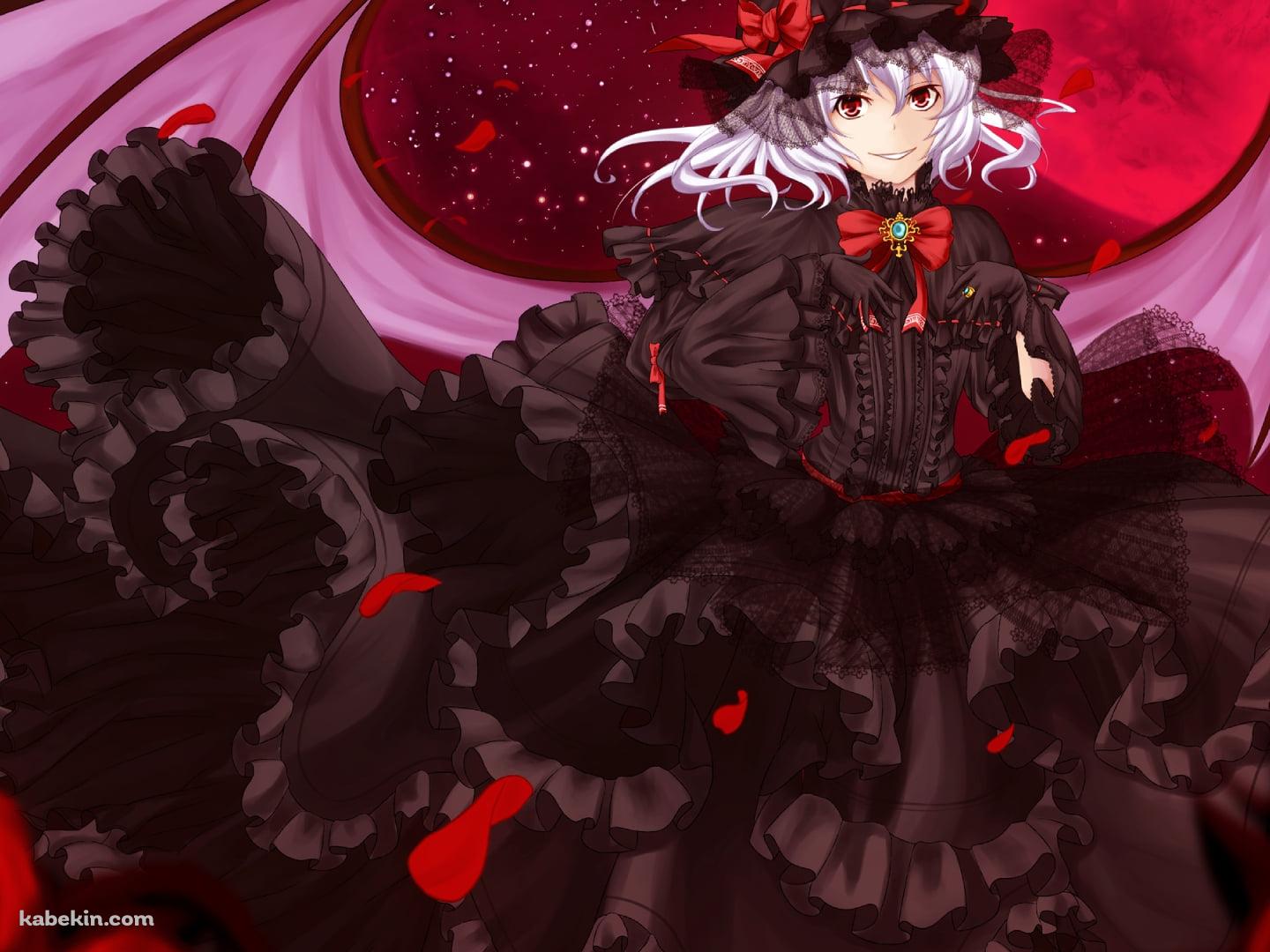 黒いドレスを着たレミリア・スカーレット / 赤い月 / 東方の壁紙(1440px x 1080px) 高画質 PC・デスクトップ用