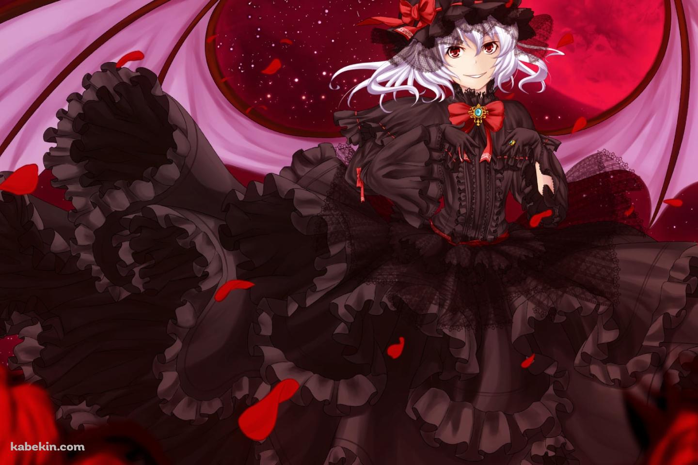 黒いドレスを着たレミリア・スカーレット / 赤い月 / 東方の壁紙(1440px x 960px) 高画質 PC・デスクトップ用