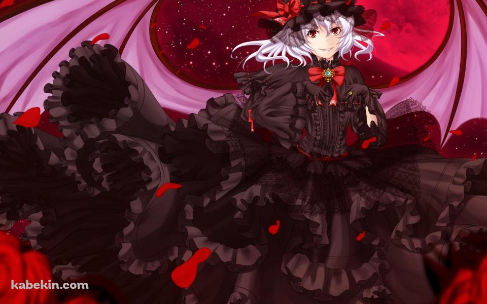 黒いドレスを着たレミリア・スカーレット / 赤い月 / 東方の壁紙(960px x 600px) 高画質 PC・デスクトップ用