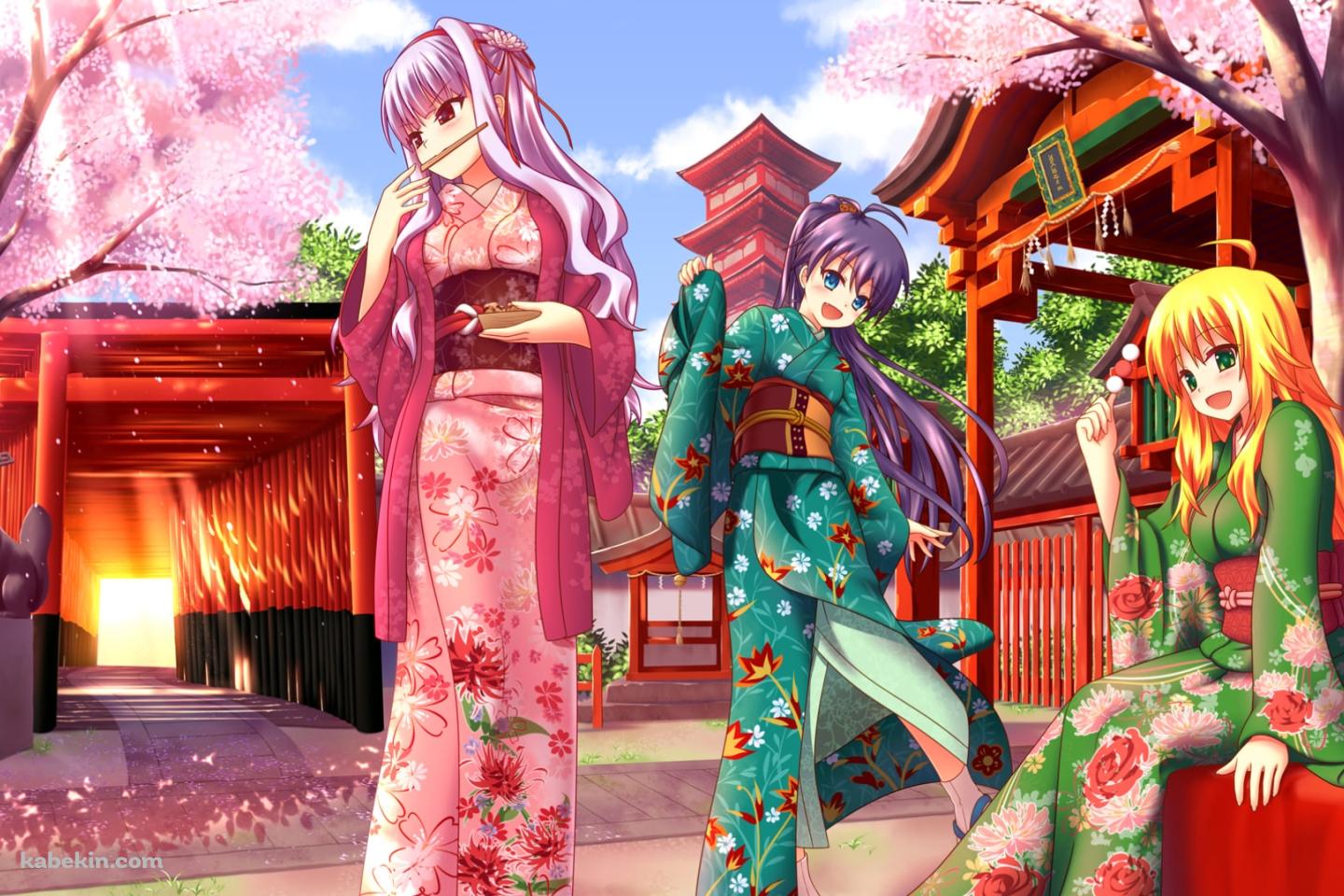 着物を着た星井美希と我那覇響と四条貴音 / アイマスの壁紙(1440px x 960px) 高画質 PC・デスクトップ用
