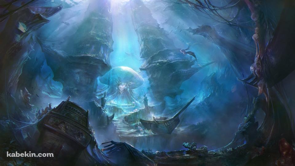 海底に沈む船 / ファンタジーの壁紙(960px x 540px) 高画質 PC・デスクトップ用