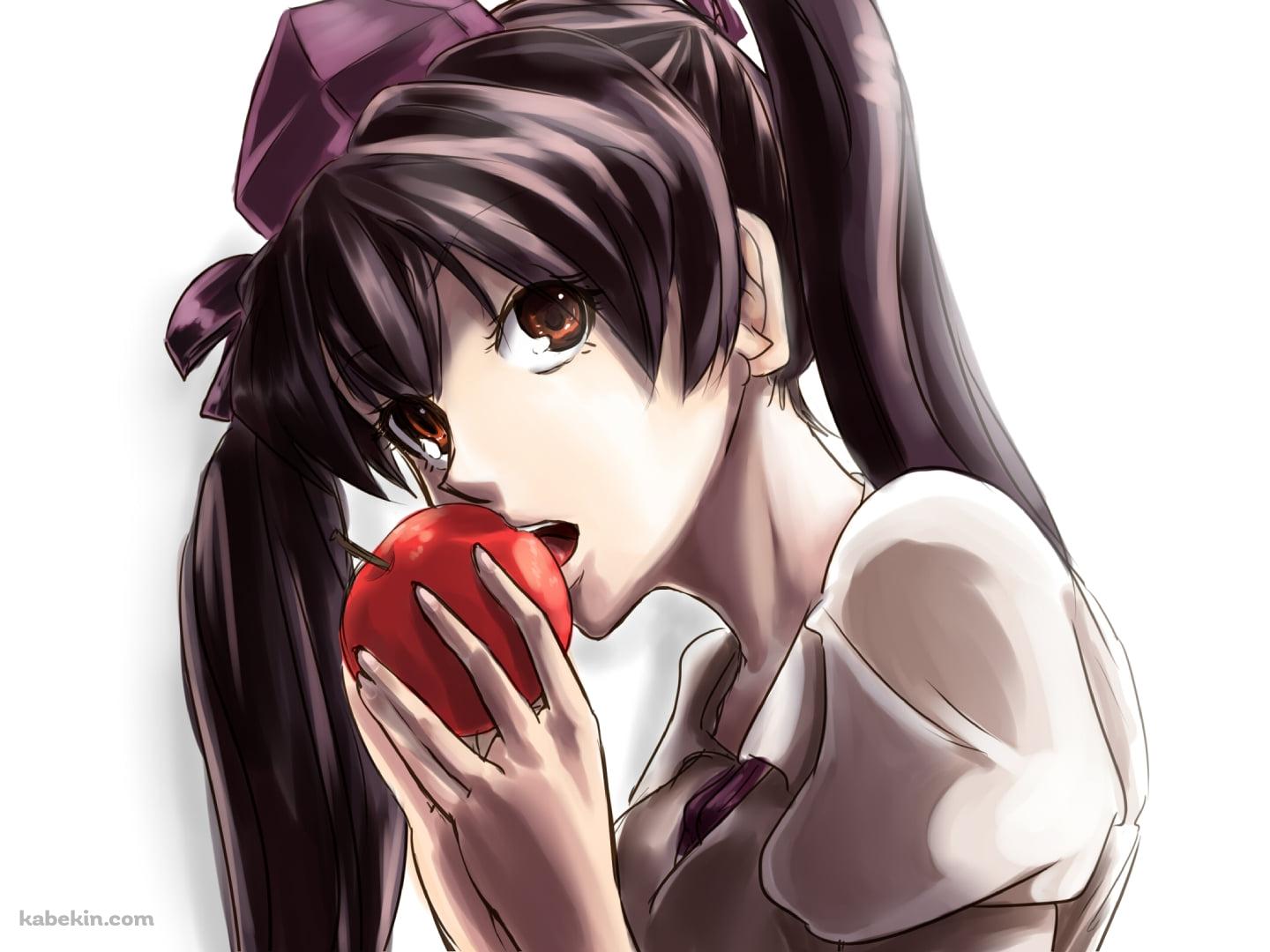 赤いリンゴを食べる姫海棠はたて / 東方Projectの壁紙(1440px x 1080px) 高画質 PC・デスクトップ用