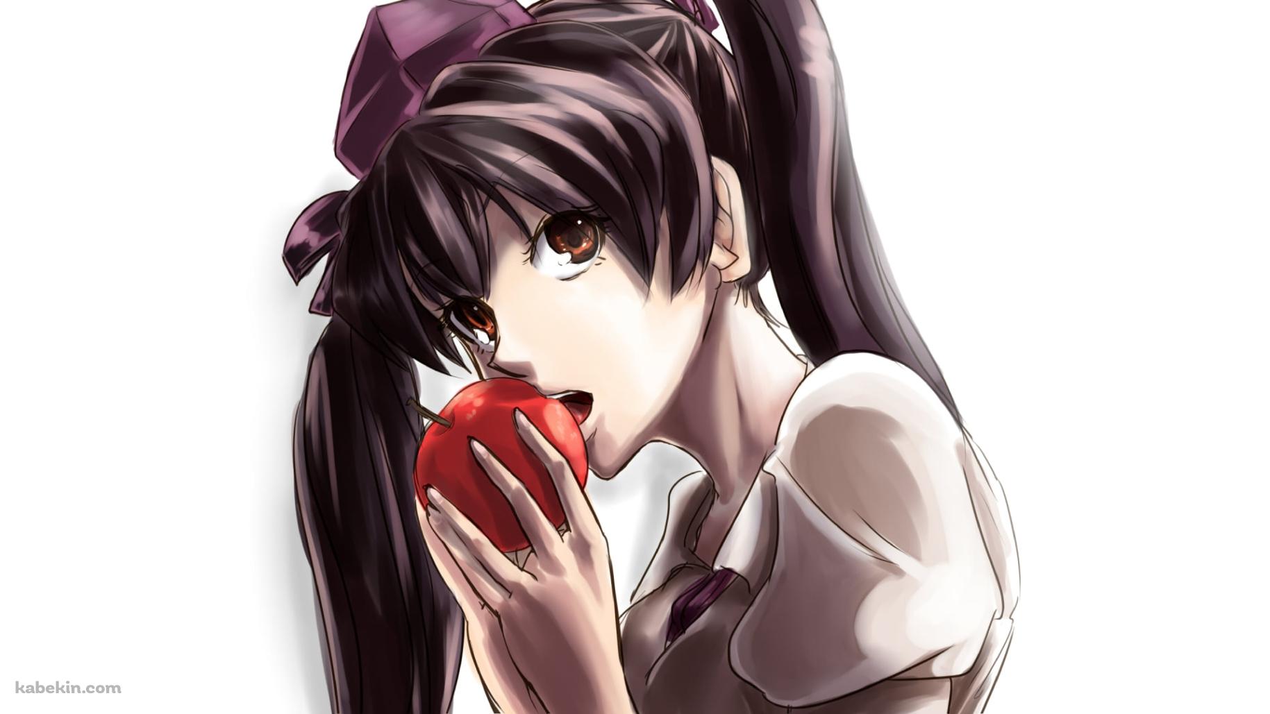 赤いリンゴを食べる姫海棠はたて / 東方Projectの壁紙(1829px x 1029px) 高画質 PC・デスクトップ用
