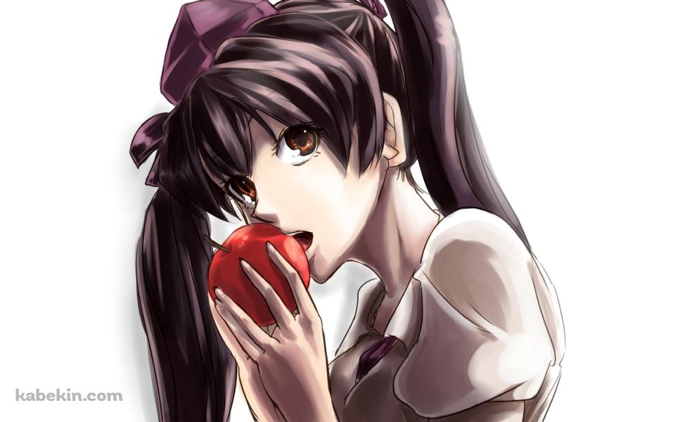 赤いリンゴを食べる姫海棠はたて / 東方Projectの壁紙(960px x 600px) 高画質 PC・デスクトップ用