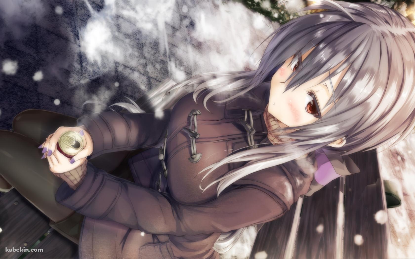 ベンチに座り缶コーヒーを持つ弱音ハク / ボカロの壁紙(1680px x 1050px) 高画質 PC・デスクトップ用