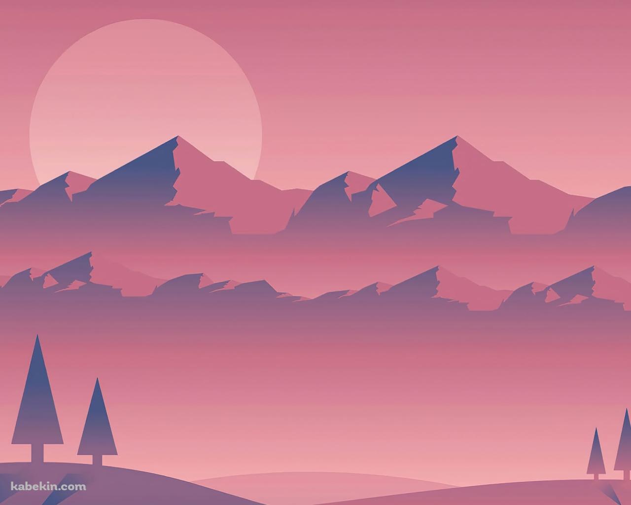 ピンクに染まる風景 / 山脈 / 太陽の壁紙(1280px x 1024px) 高画質 PC・デスクトップ用