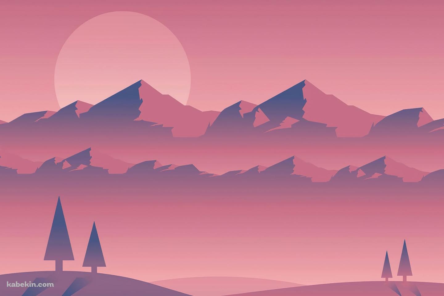 ピンクに染まる風景 / 山脈 / 太陽の壁紙(1440px x 960px) 高画質 PC・デスクトップ用
