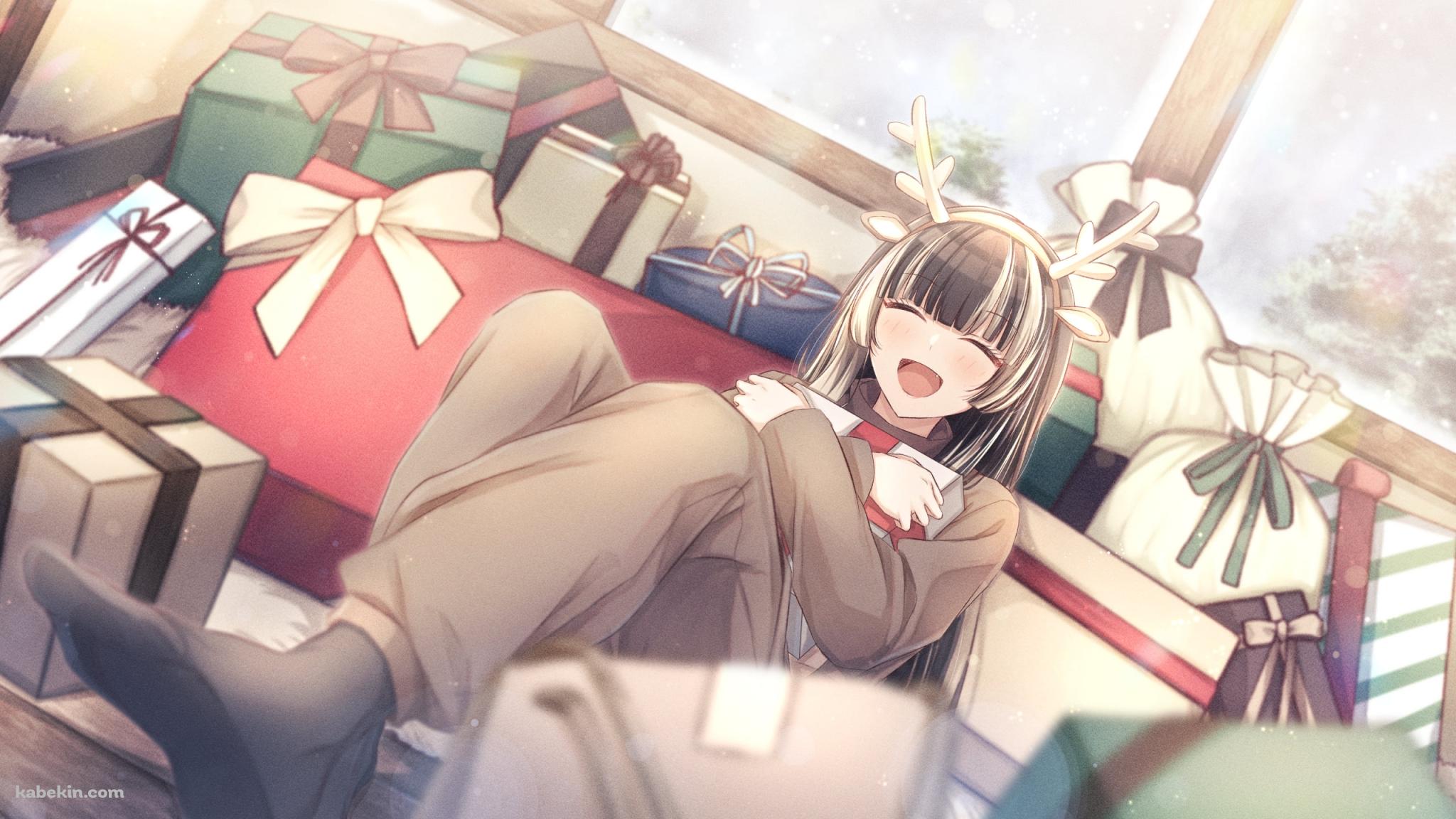 トナカイのコスをした儒烏風亭らでん / ホロライブ / バーチャルYouTuber / Vtuberの壁紙(2048px x 1152px) 高画質 PC・デスクトップ用