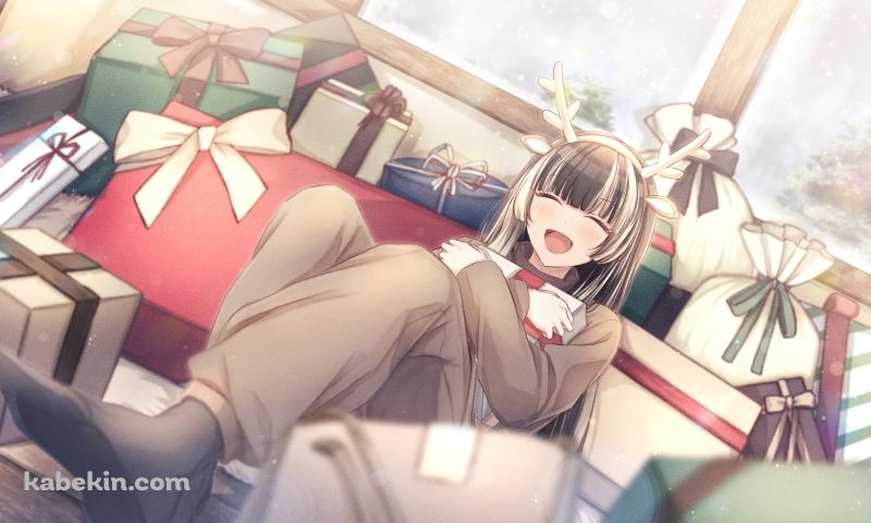 トナカイのコスをした儒烏風亭らでん / ホロライブ / バーチャルYouTuber / Vtuberの壁紙(800px x 480px) 高画質 PC・デスクトップ用