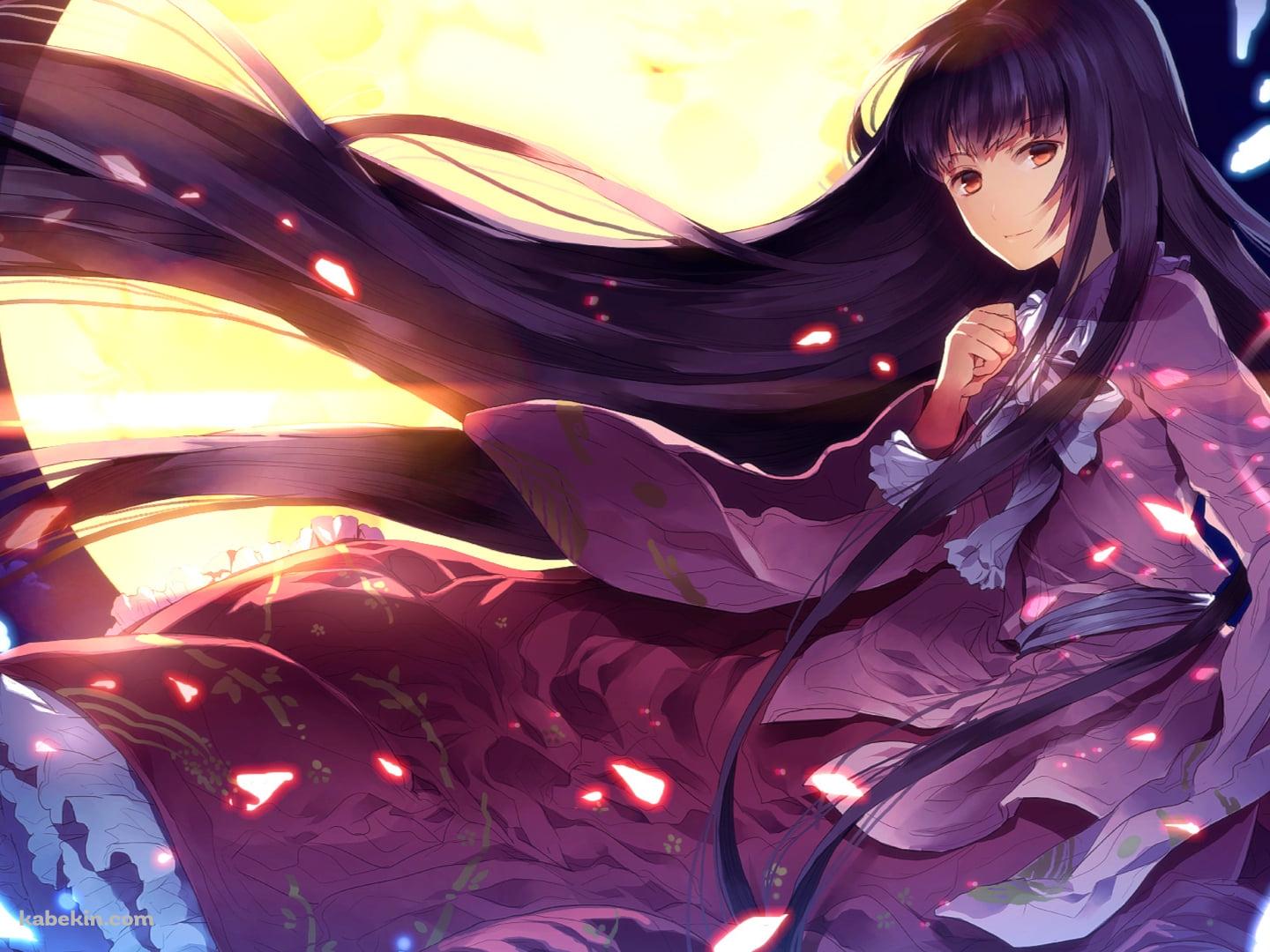 満月と蓬莱山輝夜 / 東方の壁紙(1440px x 1080px) 高画質 PC・デスクトップ用