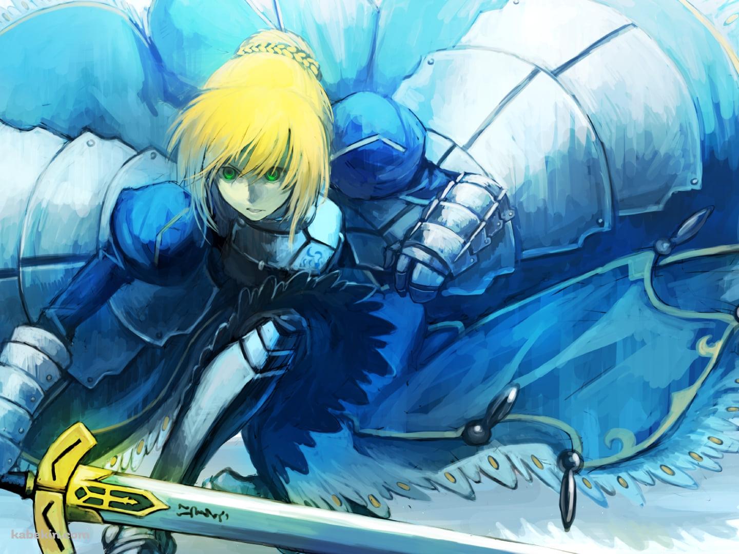 しゃがんで剣を持つセイバー / アルトリア・ペンドラゴン / Fateの壁紙(1440px x 1080px) 高画質 PC・デスクトップ用