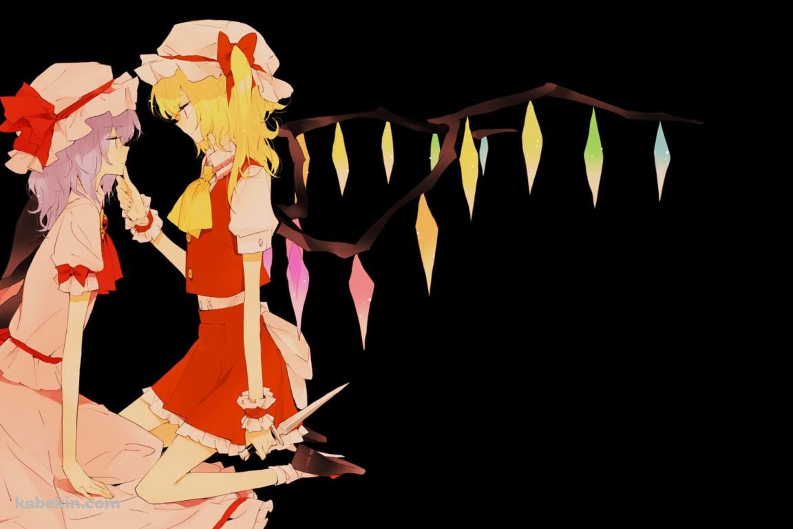 暗闇で見つめ合うフランドール・スカーレットとレミリア・スカーレット / 東方の壁紙(1152px x 768px) 高画質 PC・デスクトップ用