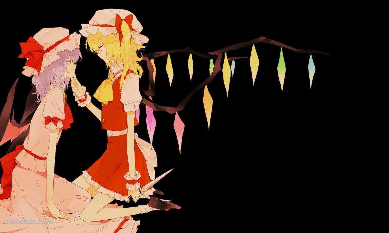 暗闇で見つめ合うフランドール・スカーレットとレミリア・スカーレット / 東方の壁紙(1280px x 768px) 高画質 PC・デスクトップ用