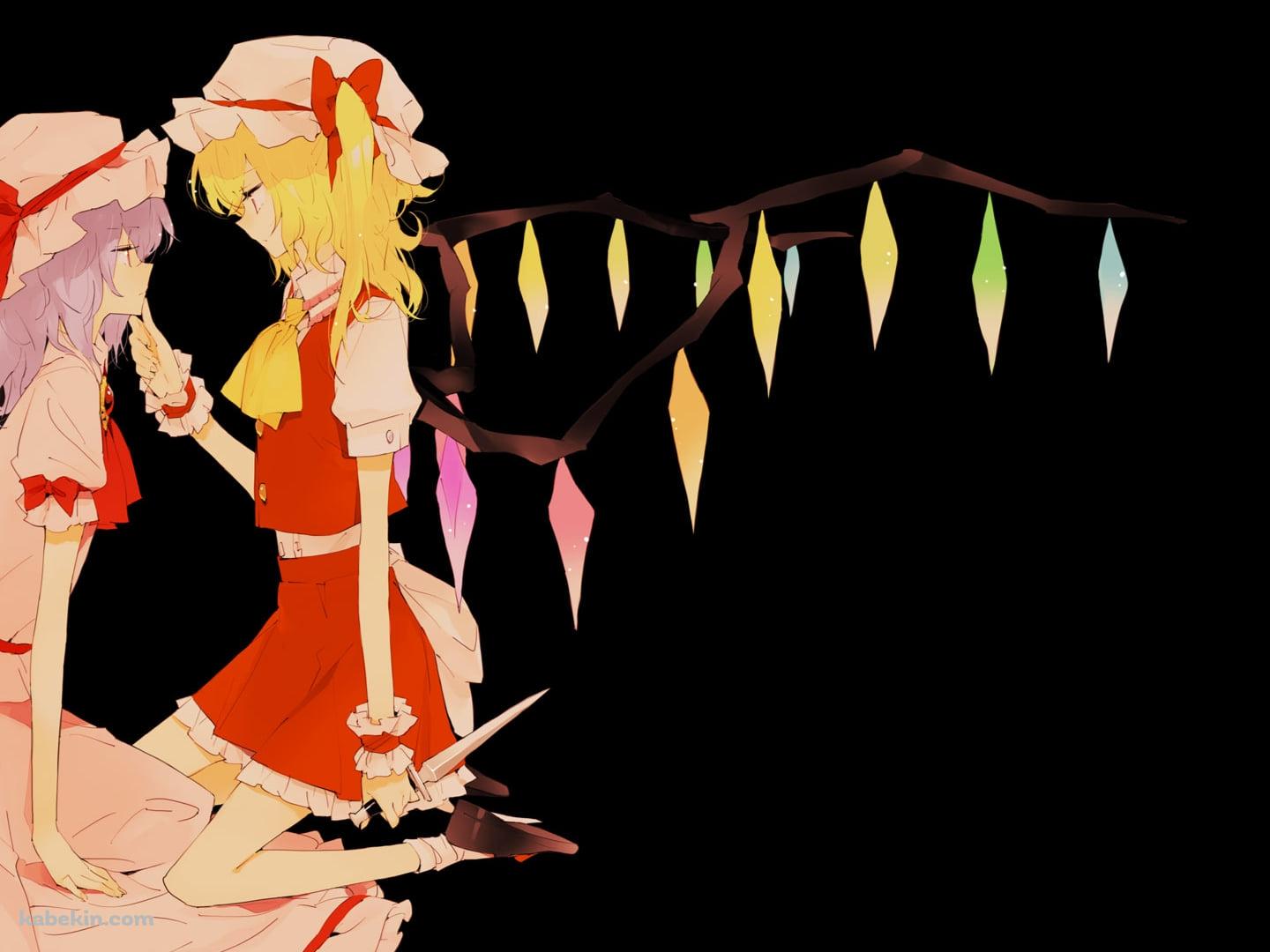 暗闇で見つめ合うフランドール・スカーレットとレミリア・スカーレット / 東方の壁紙(1440px x 1080px) 高画質 PC・デスクトップ用