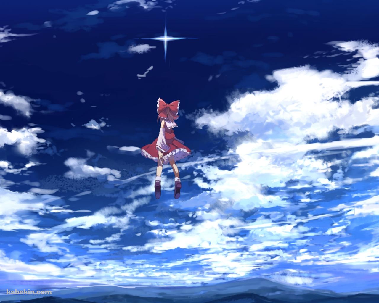 空を歩く博麗霊夢 / 東方の壁紙(1280px x 1024px) 高画質 PC・デスクトップ用