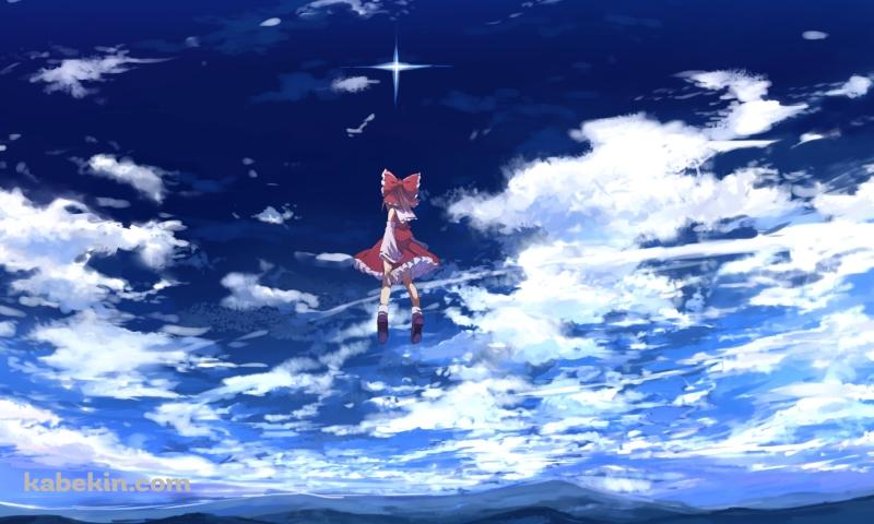 空を歩く博麗霊夢 / 東方の壁紙(800px x 480px) 高画質 PC・デスクトップ用