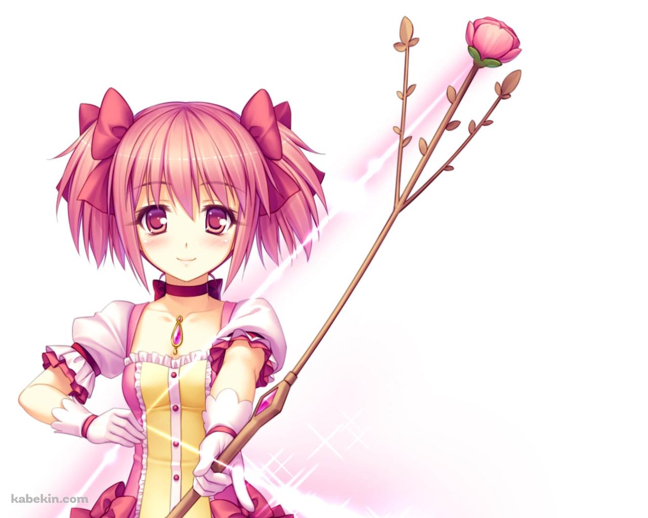 花のついた弓をかまえる鹿目まどか / 魔法少女まどか☆マギカの壁紙(1280px x 1024px) 高画質 PC・デスクトップ用
