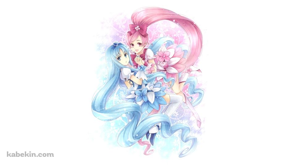 手を取り合う来海えりかと花咲つぼみ / 安定のえりか / キュアブロッサム / キュアマリン / ハートキャッチプリキュア!の壁紙(960px x 540px) 高画質 PC・デスクトップ用