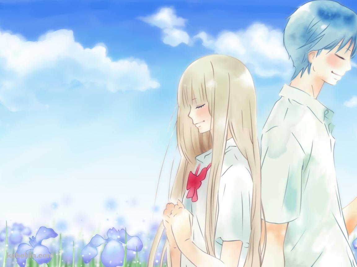 背中合わせに立つ黒沼爽子と風早翔太 / 君に届けの壁紙(1152px x 864px) 高画質 PC・デスクトップ用