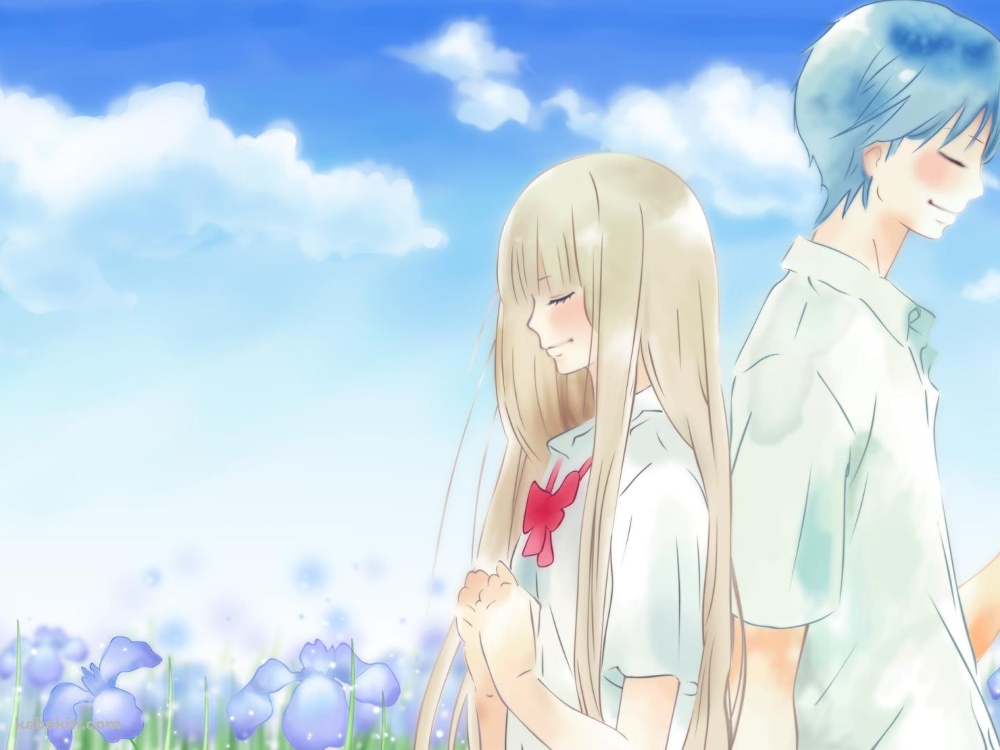 背中合わせに立つ黒沼爽子と風早翔太 / 君に届けの壁紙(1440px x 1080px) 高画質 PC・デスクトップ用