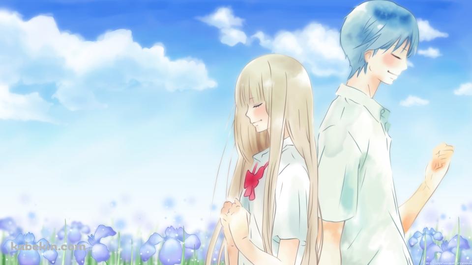 背中合わせに立つ黒沼爽子と風早翔太 / 君に届けの壁紙(960px x 540px) 高画質 PC・デスクトップ用