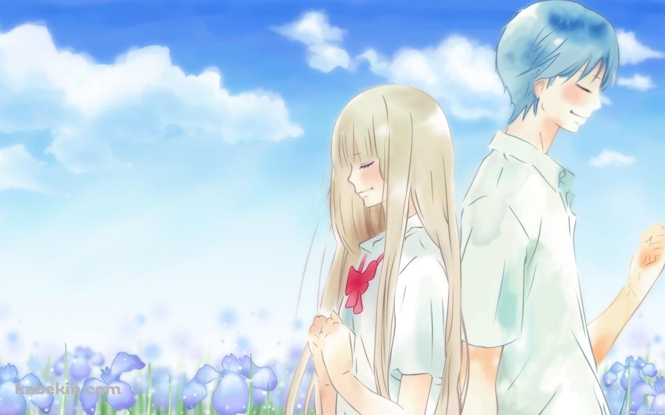 背中合わせに立つ黒沼爽子と風早翔太 / 君に届けの壁紙(960px x 600px) 高画質 PC・デスクトップ用