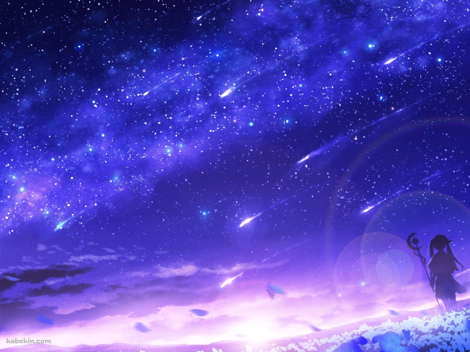 無数の流れ星を眺めるフリーレンのシルエット / 葬送のフリーレンの壁紙(1600px x 1200px) 高画質 PC・デスクトップ用