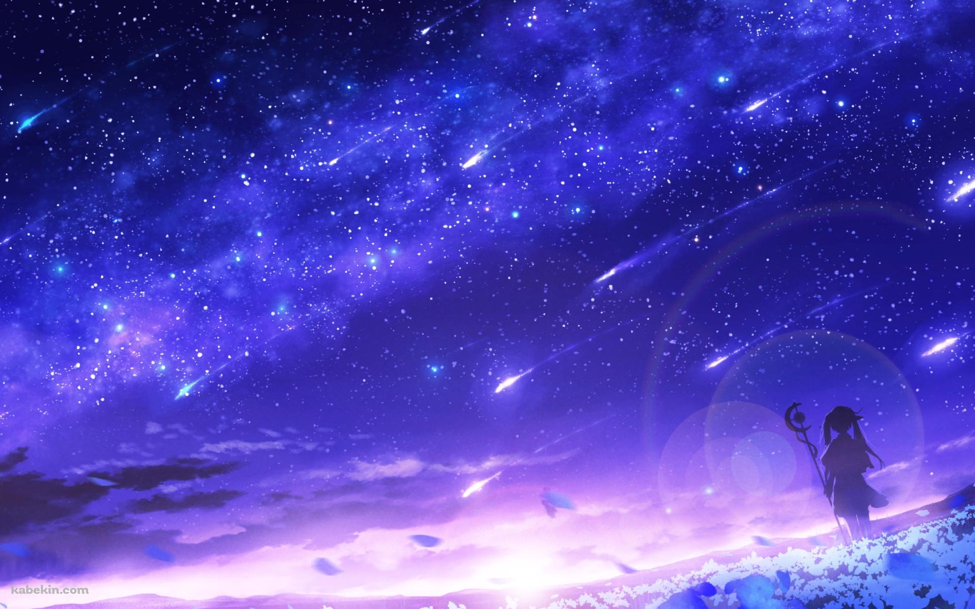 無数の流れ星を眺めるフリーレンのシルエット / 葬送のフリーレンの壁紙(1920px x 1200px) 高画質 PC・デスクトップ用
