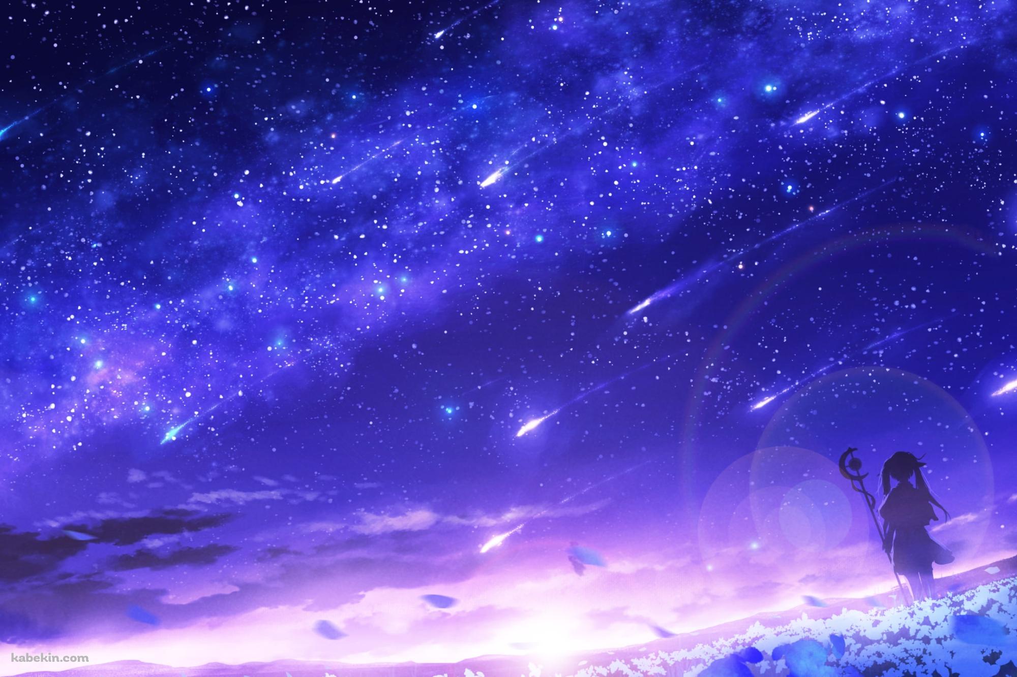 無数の流れ星を眺めるフリーレンのシルエット / 葬送のフリーレンの壁紙(2000px x 1333px) 高画質 PC・デスクトップ用