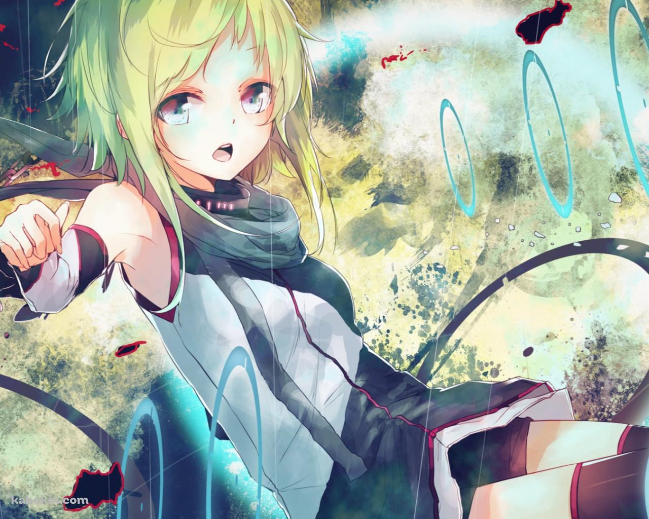 雨の中、歌を唄うGUMI / ボーカロイドの壁紙(1280px x 1024px) 高画質 PC・デスクトップ用